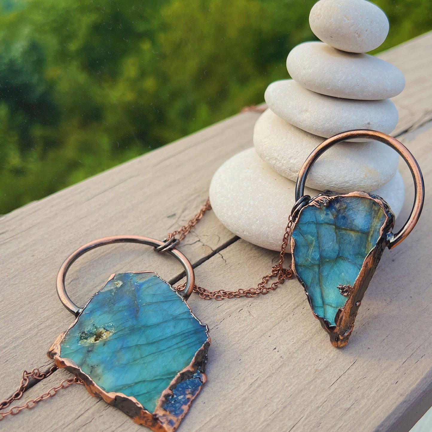 Raw Slab & Copper Handmade Necklace