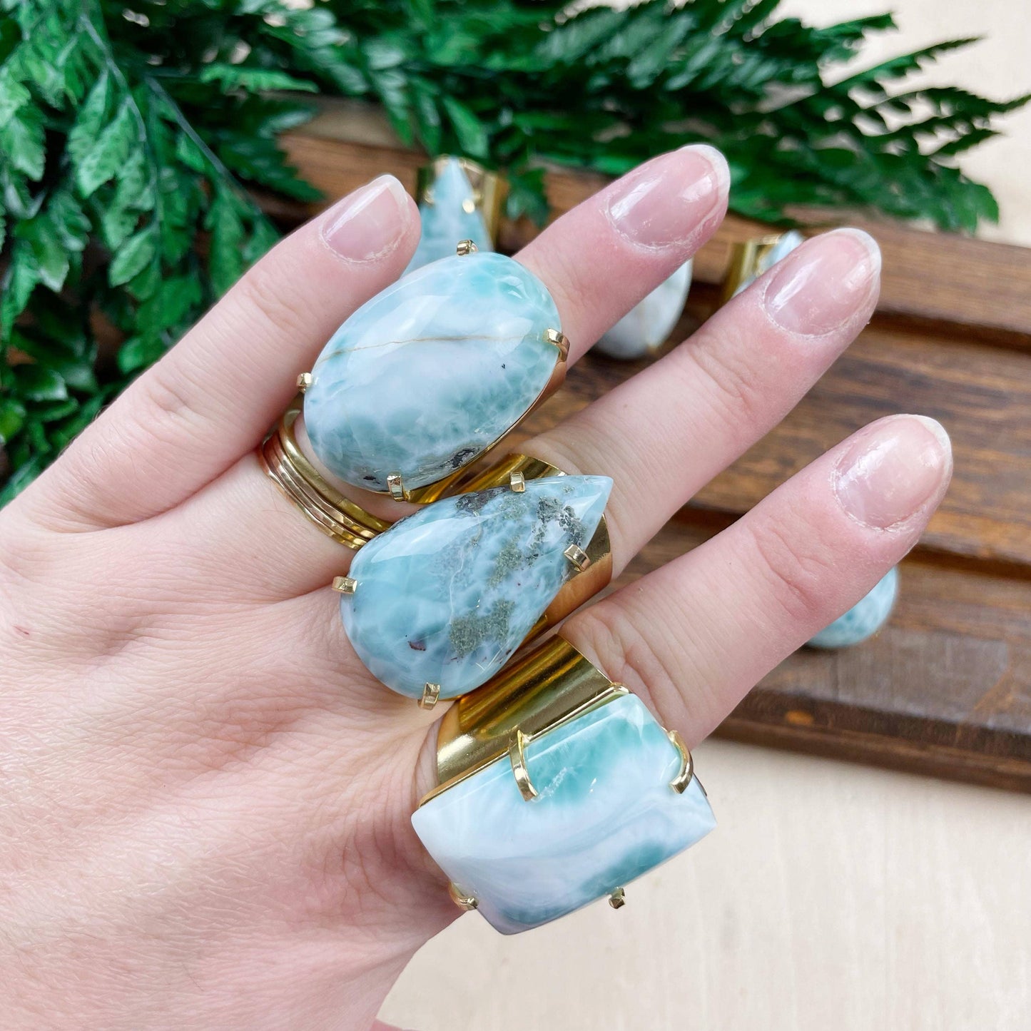 Larimar Shape Statement Cuff Ring