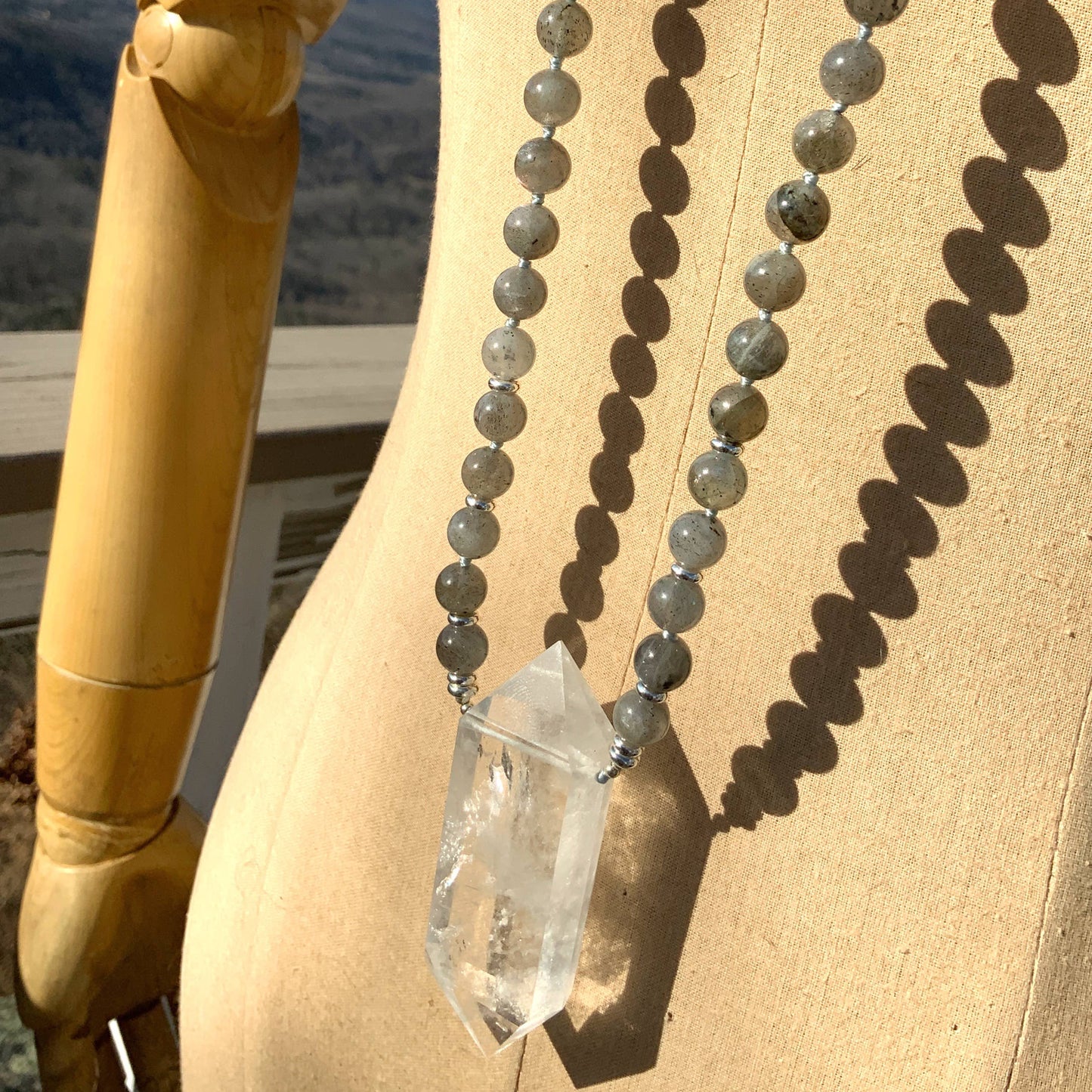 Quartz Crystal Power Necklace - Lapis Lazuli, Amethyst, Lava Stone