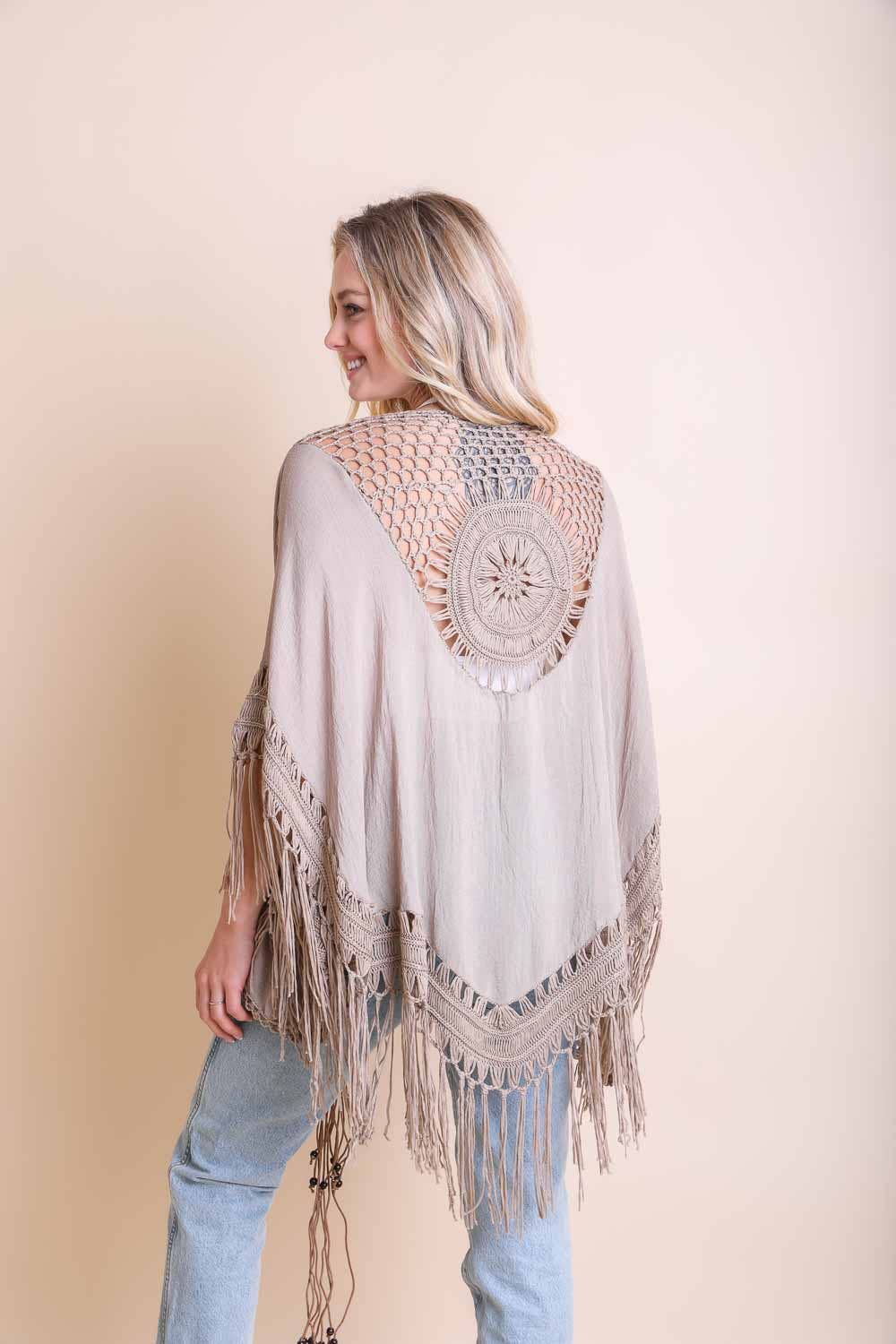 Crochet Tasseled Kimono Wrap