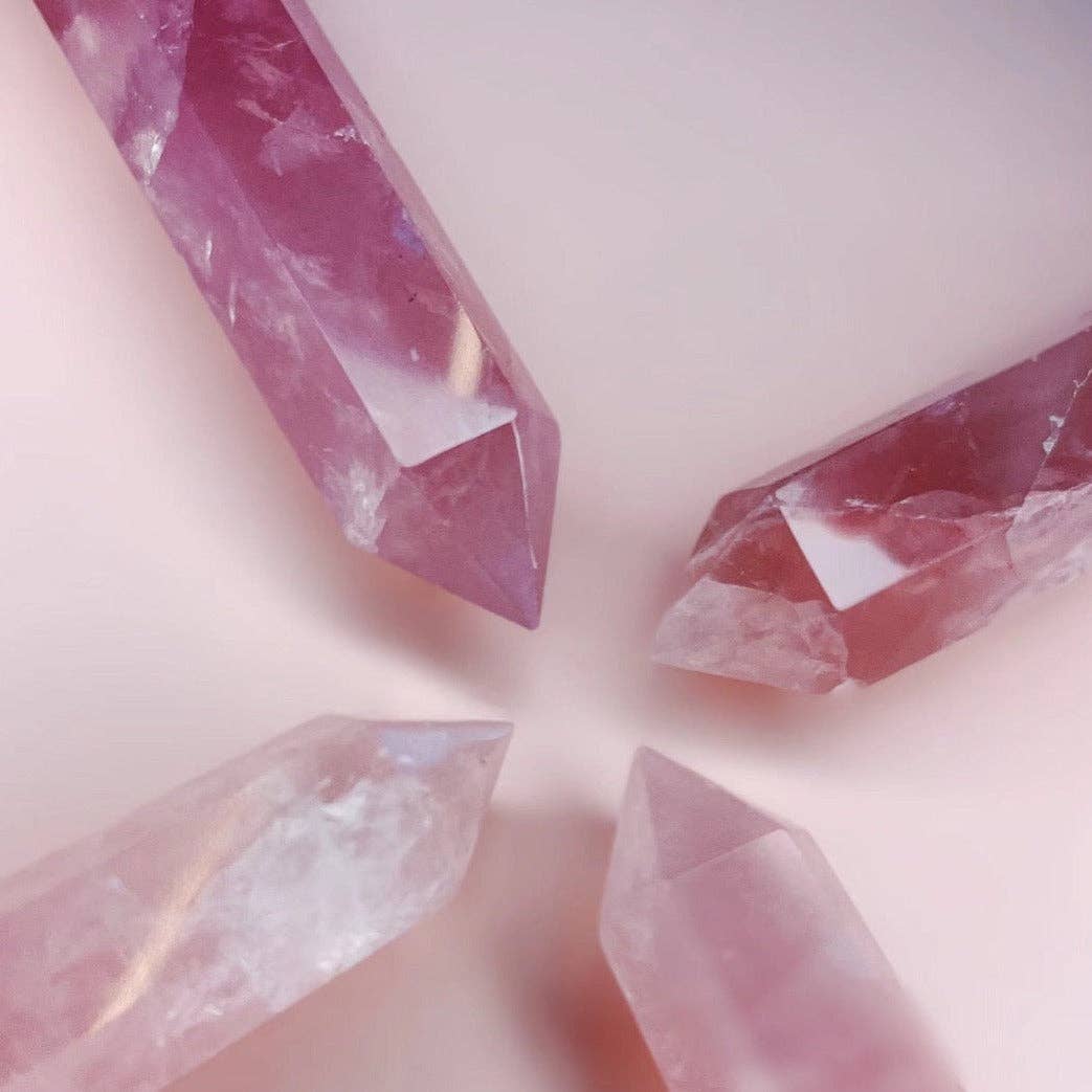 Natural Rose Quartz Crystal Obelisk Tower Point