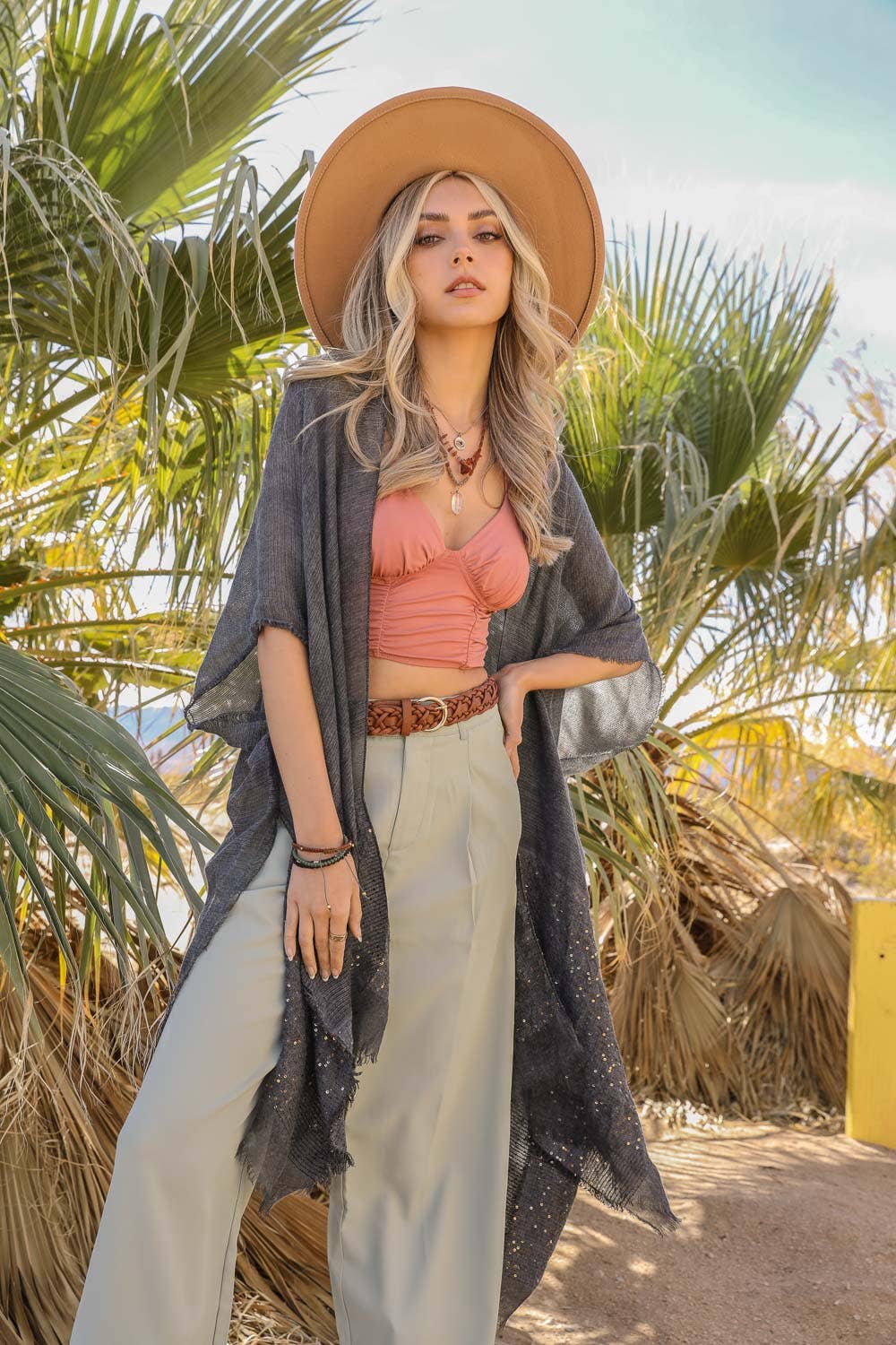 Sequin Detailed Kimono – Frayed Edges & Boho Vibes