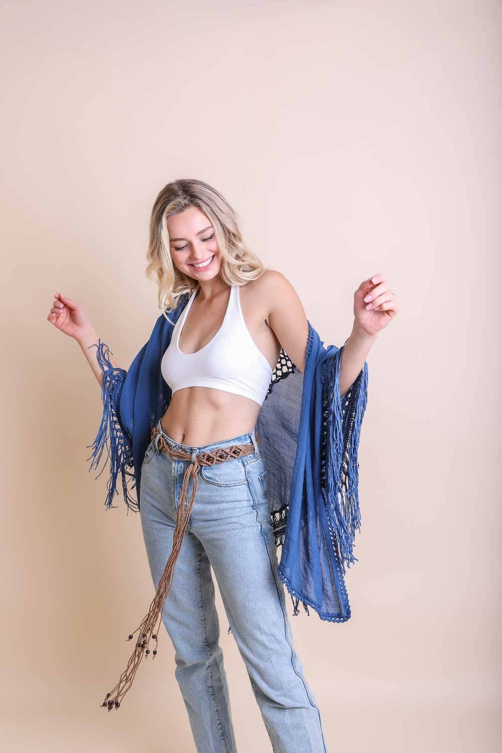 Crochet Tasseled Kimono Wrap