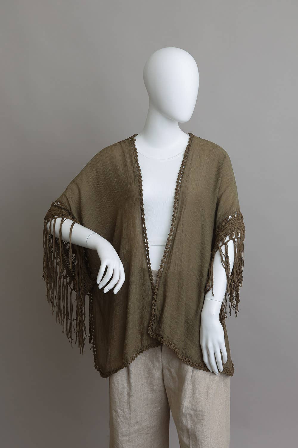 Crochet Tasseled Kimono Wrap