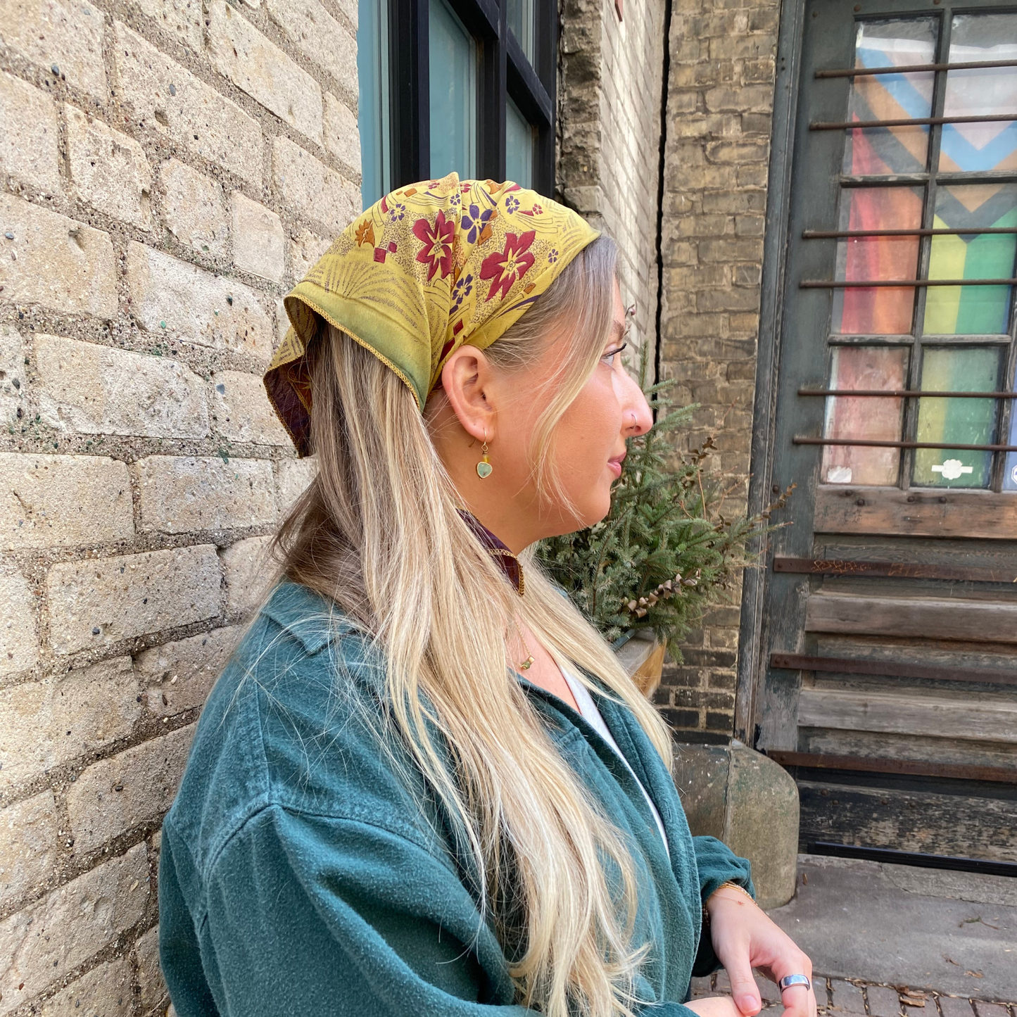 Upcycled Silk Bandana - Pink & Blue