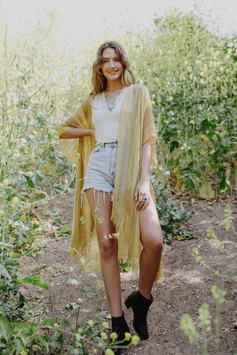 Vacation Ready Kimono 🌴 - Pencil Stripe & Lurex Lined