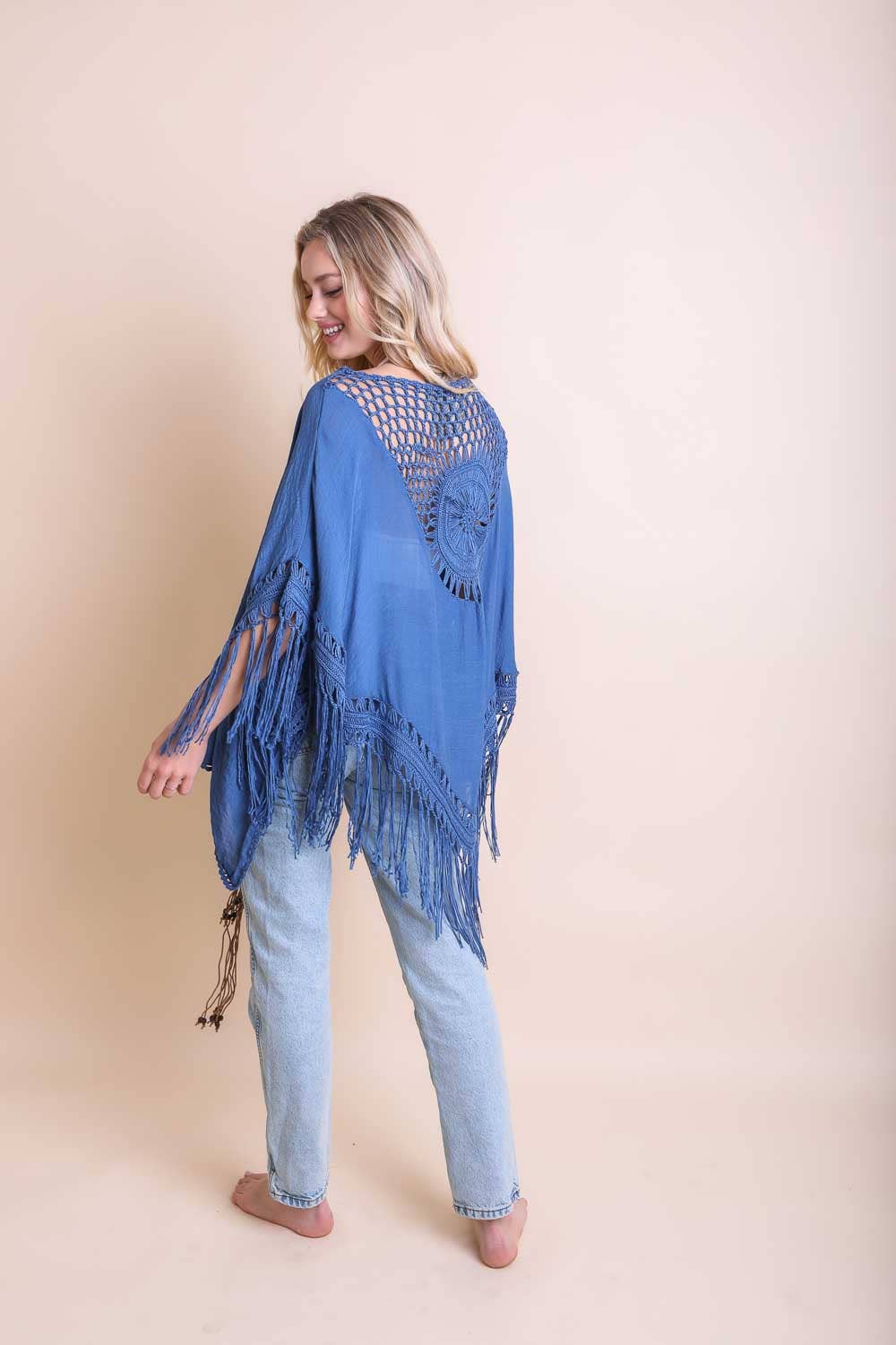 Crochet Tasseled Kimono Wrap