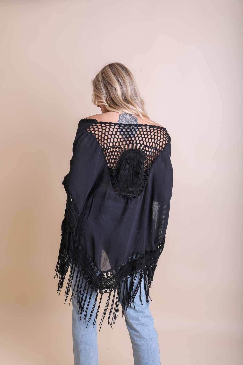 Crochet Tasseled Kimono Wrap