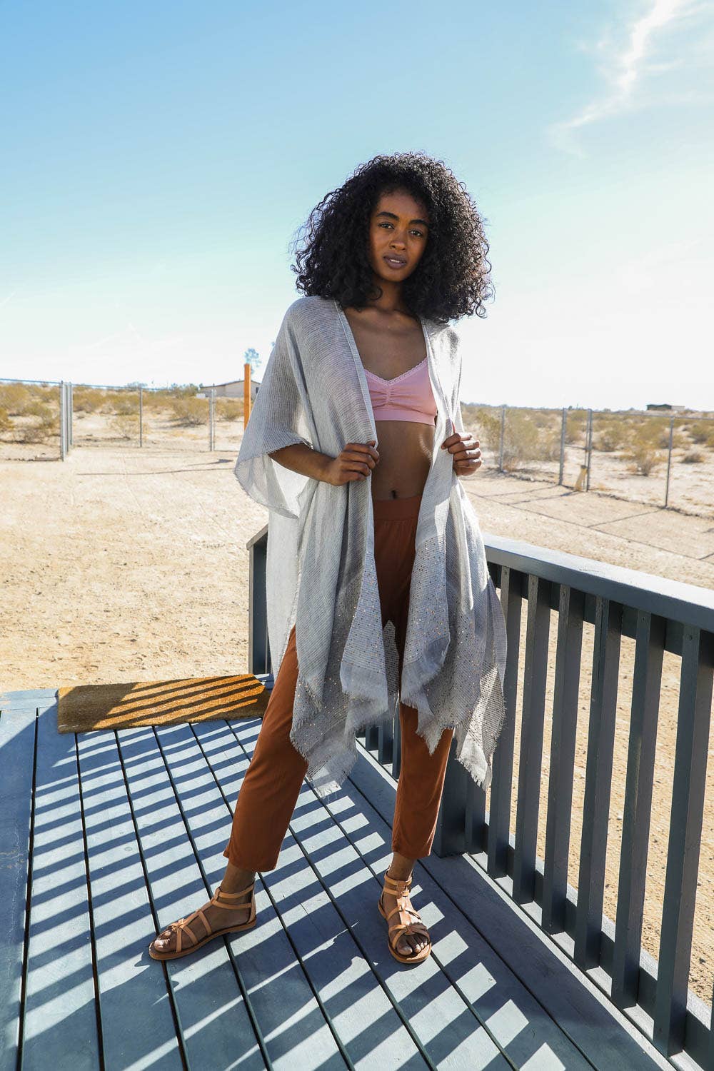 Sequin Detailed Kimono – Frayed Edges & Boho Vibes