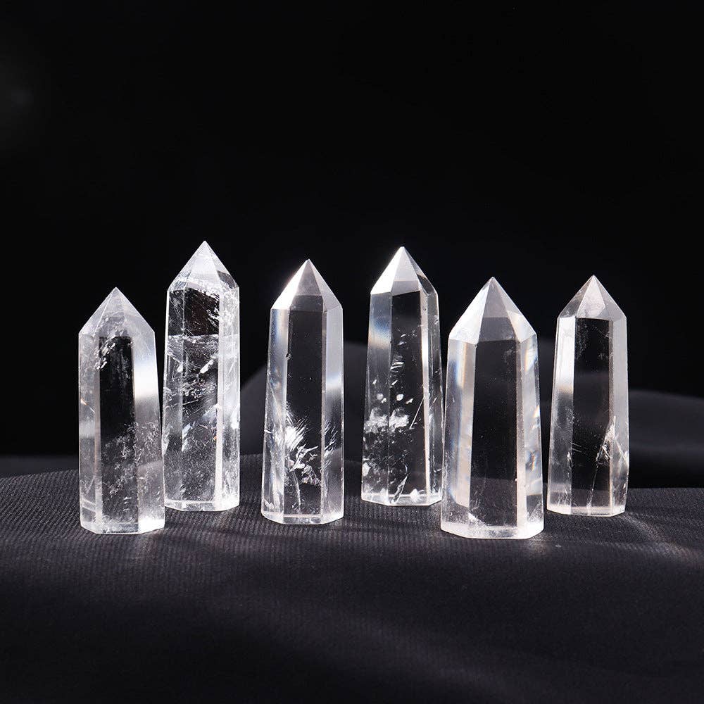 Natural Clear Quartz Crystal Obelisk Tower Point
