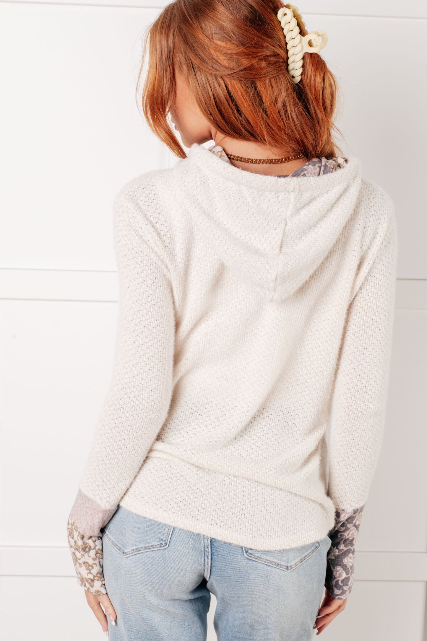 Floral Waffle Knit Hoodie