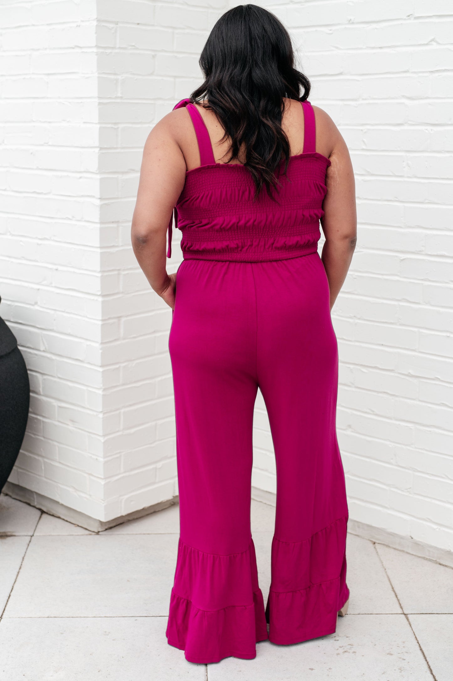 Flared Jumpsuit in Hot Pink