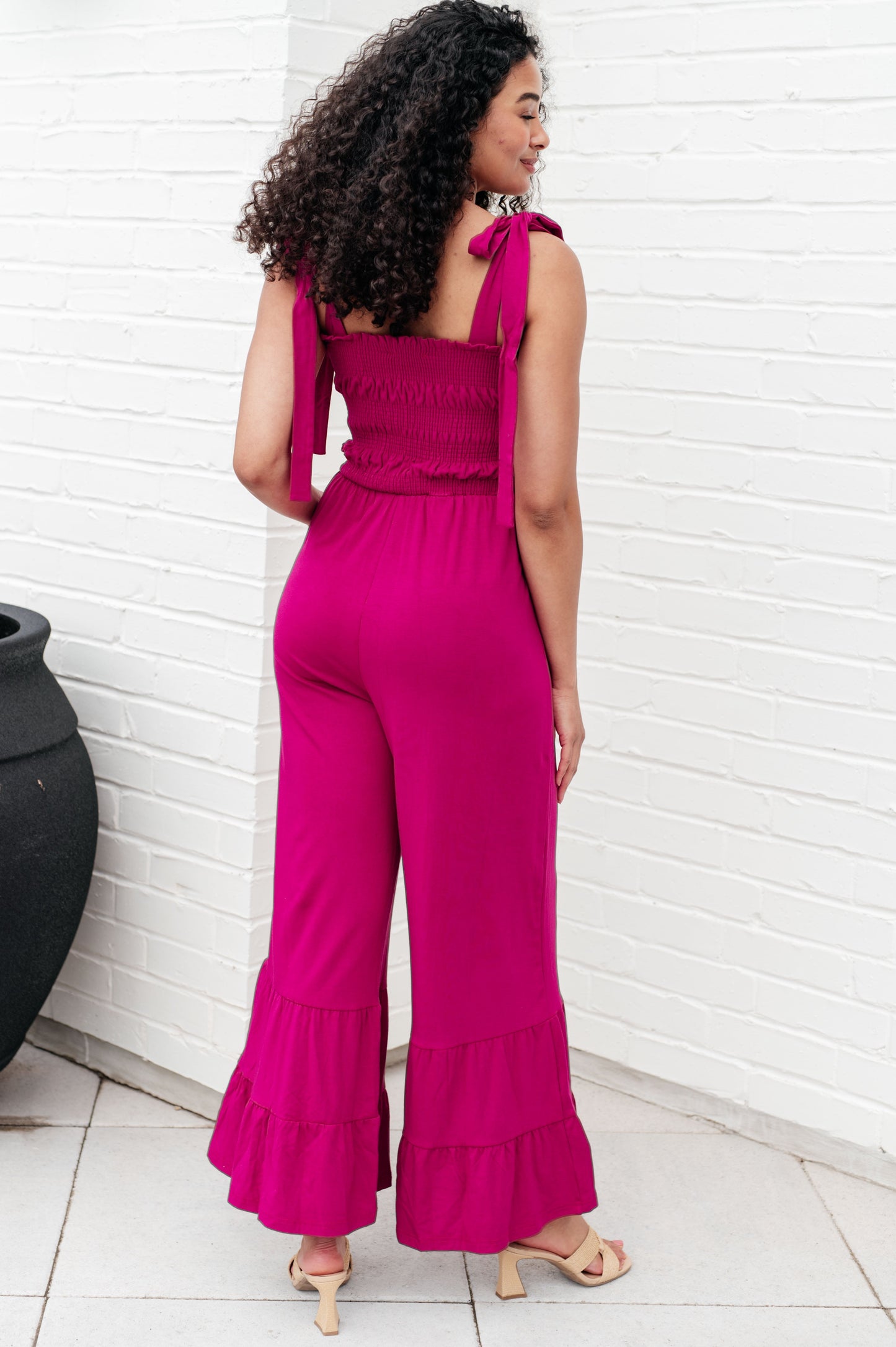 Flared Jumpsuit in Hot Pink
