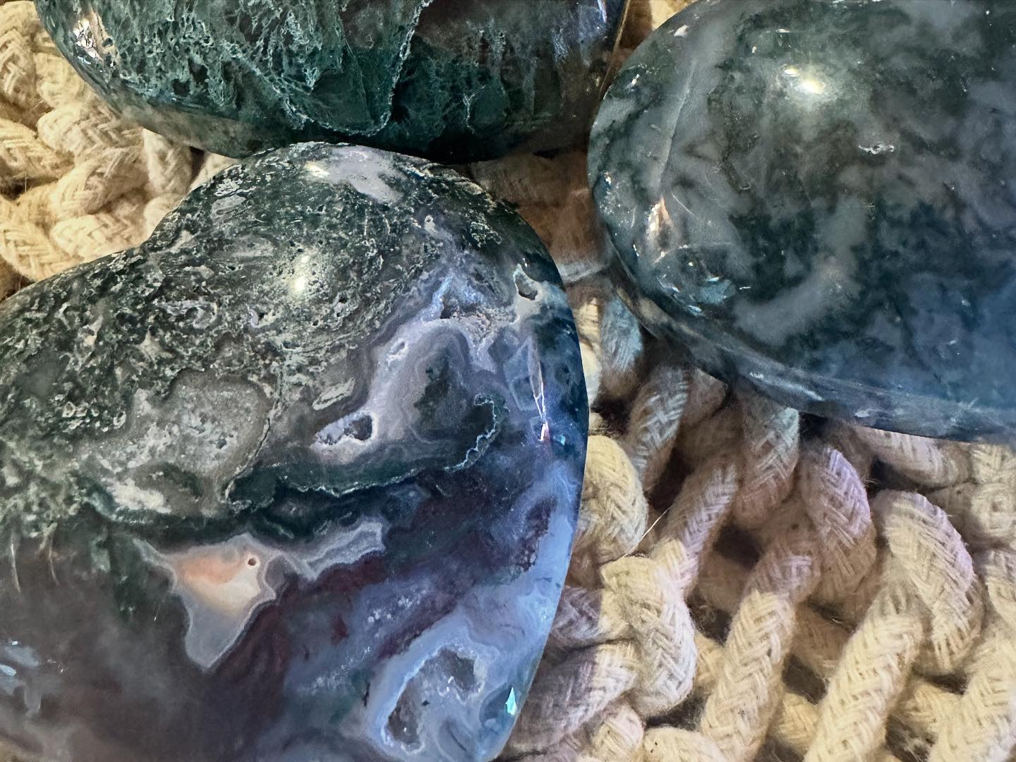 Moss Agate Crystal Heart