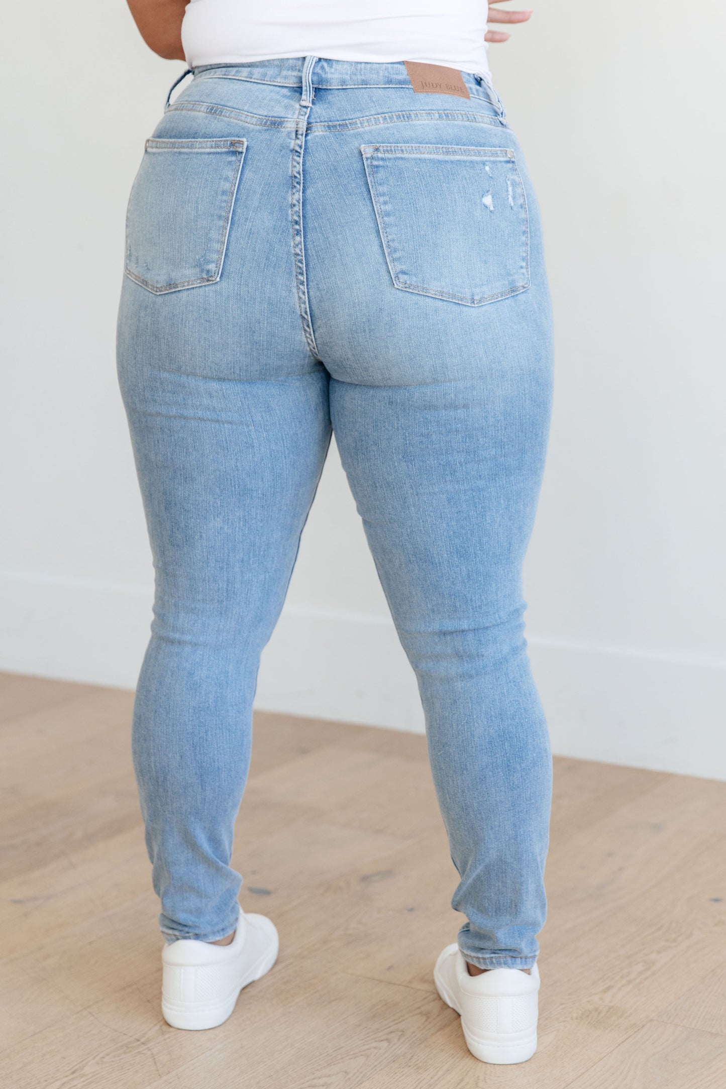 Judy Blue - Eloise Mid Rise Control Top Distressed Skinny Jeans
