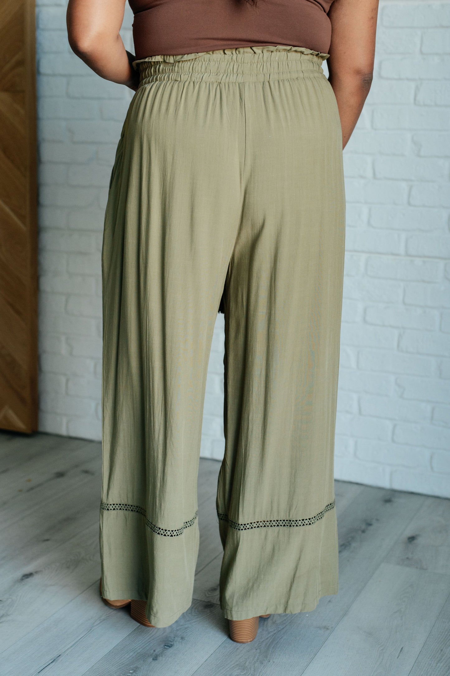 Elastic Waist Drawstring Wide Leg Pants
