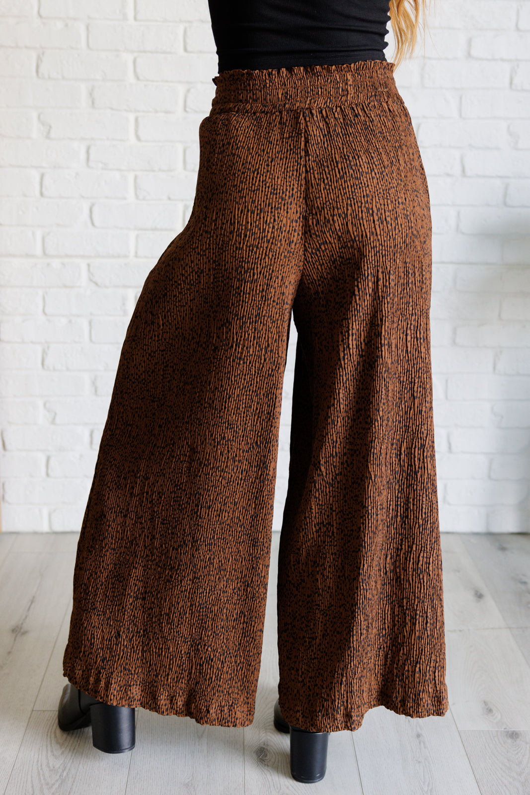 High Rise Wide Leg Pants in Brown