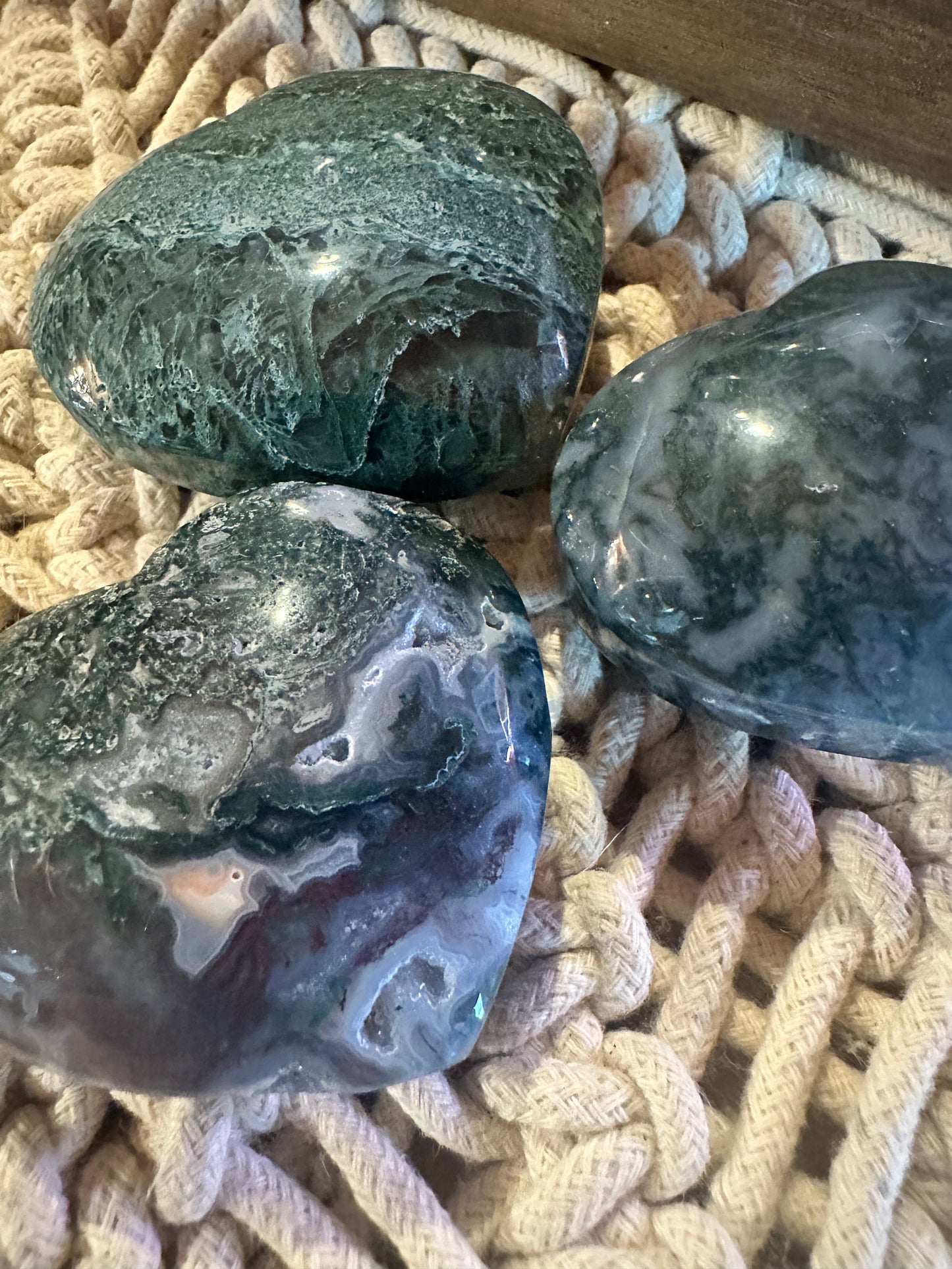 Moss Agate Crystal Heart