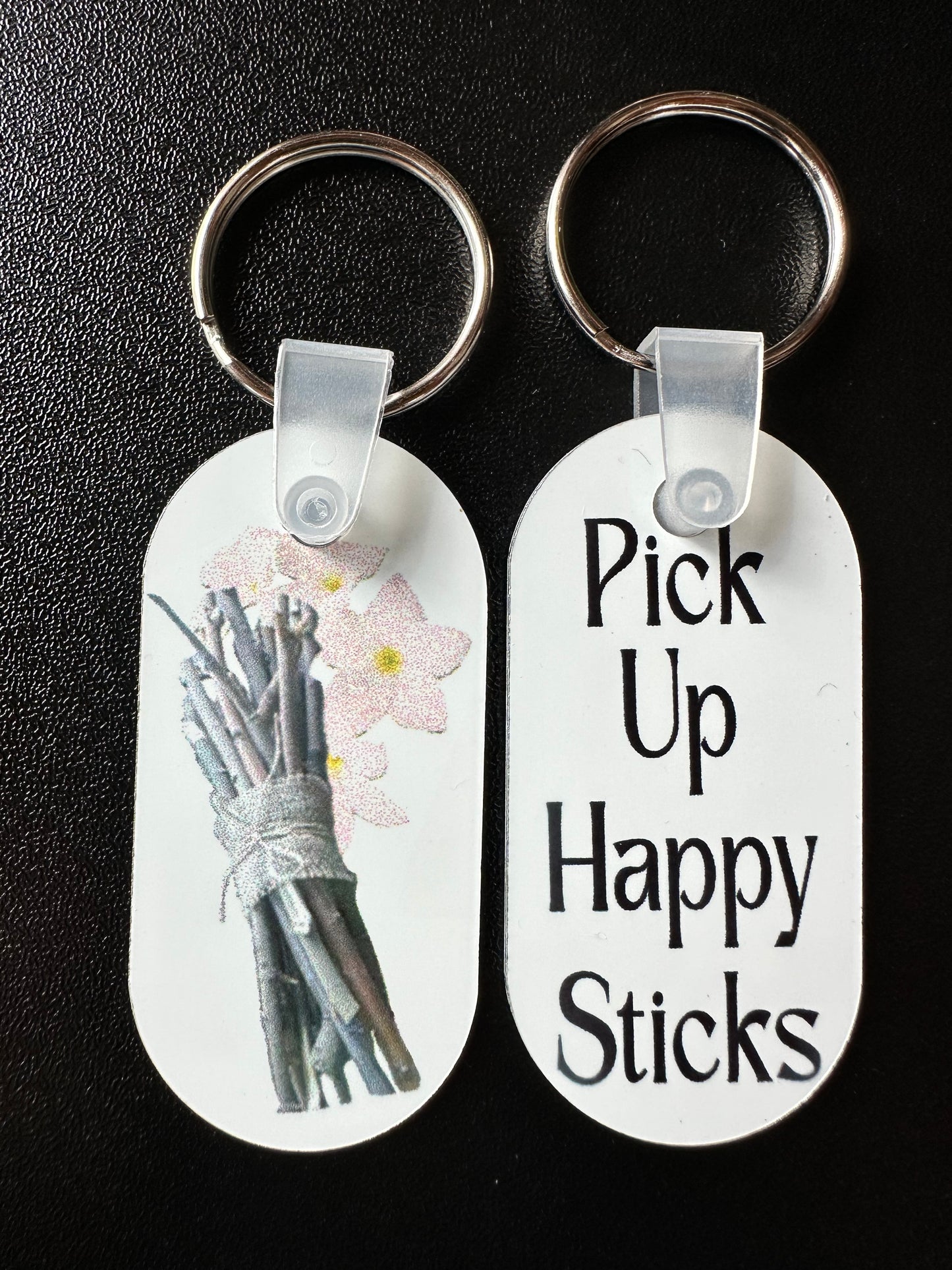 Pick Up Happy Sticks Double-Sides Keychain