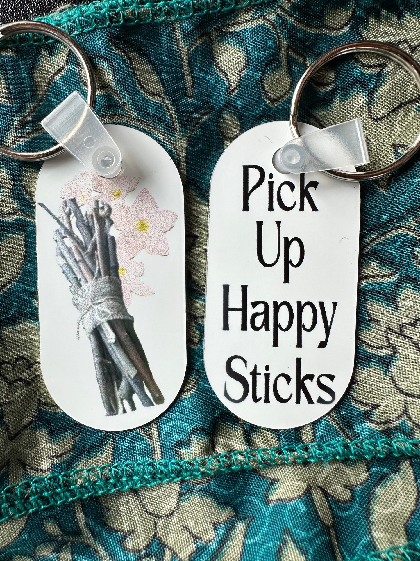 Pick Up Happy Sticks Double-Sides Keychain