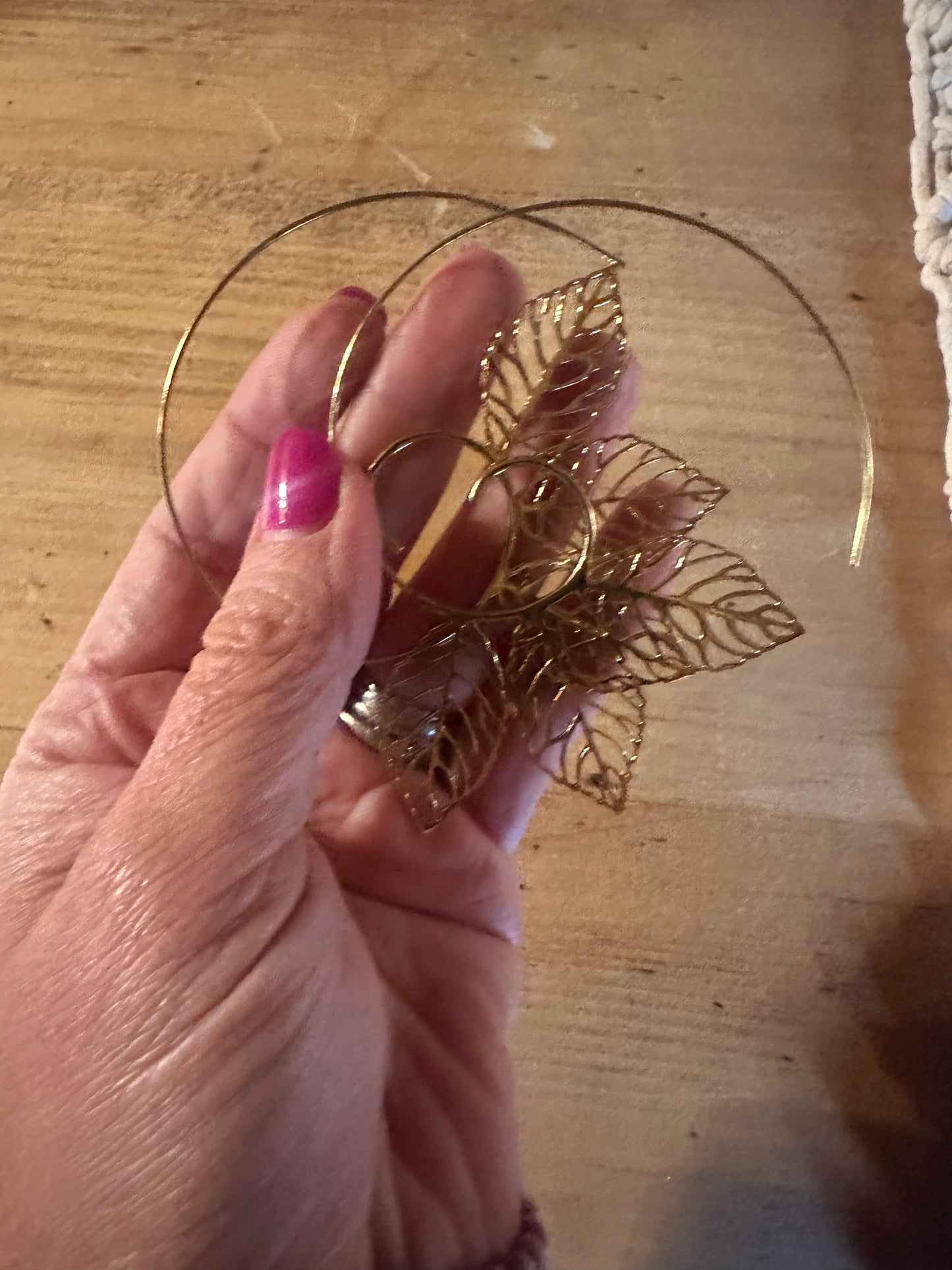 Brass Triple Leaf Earring - Fair Trade