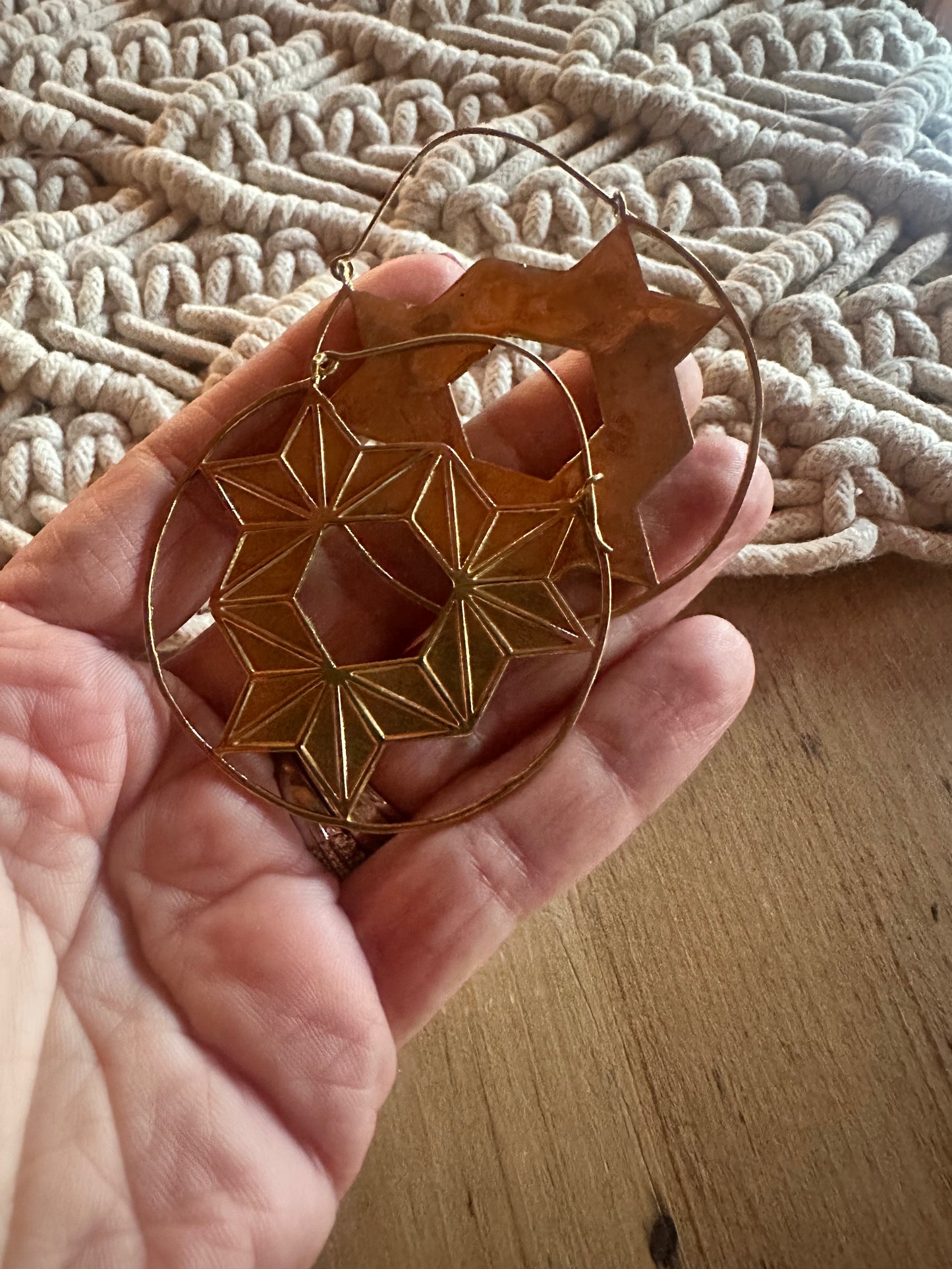 Brass GeoHex Earring - Fair Trade