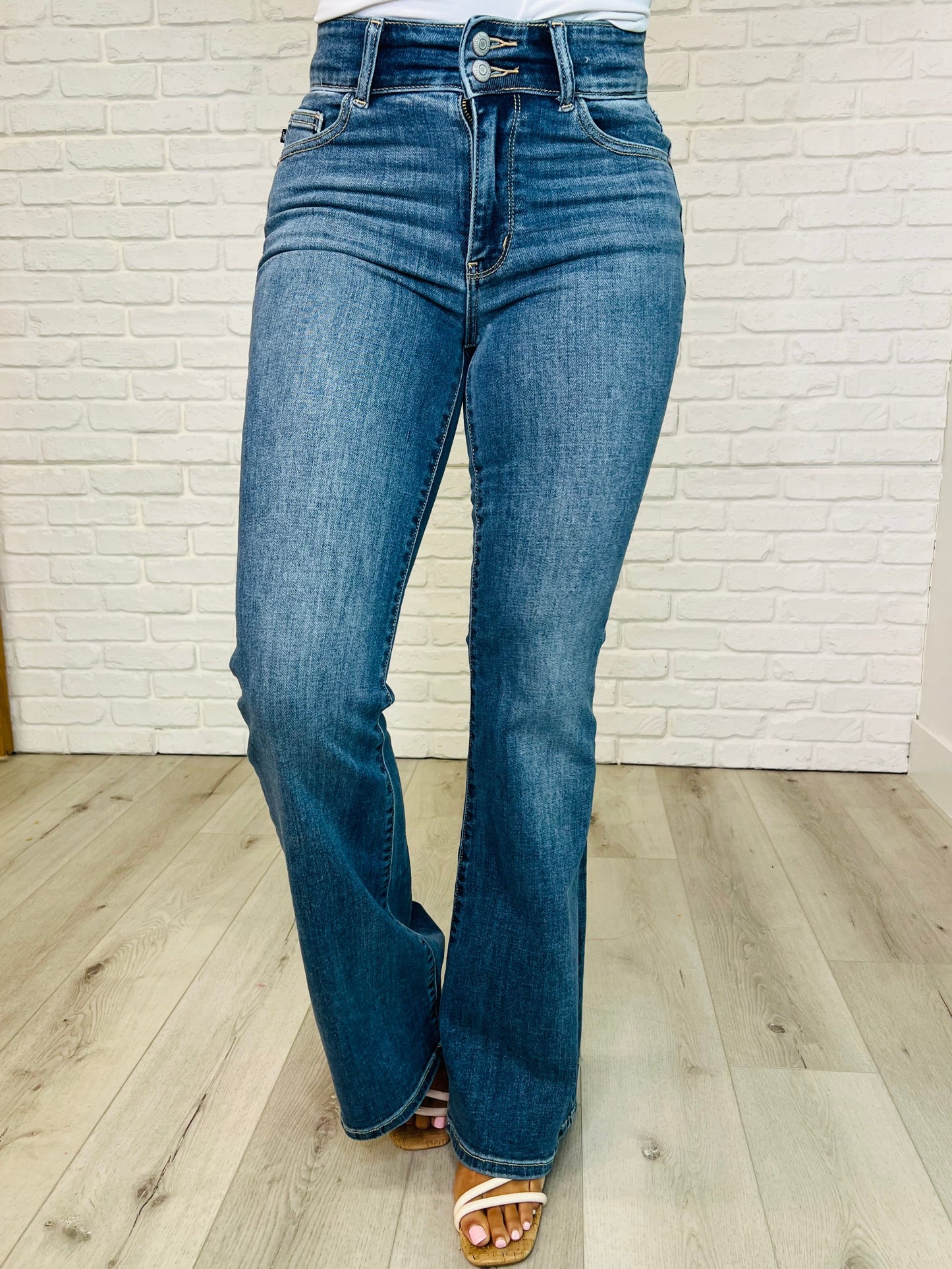 Judy Blue - Ariana High Rise Double Button Waistband Flare Jeans