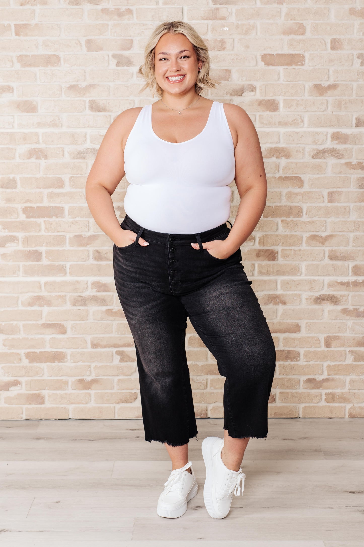 Judy Blue - Ryan High Rise Button Fly Wide Leg Crop Jeans