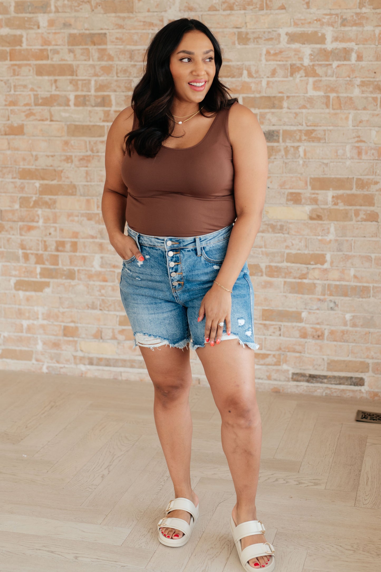 Judy Blue - Kara High Rise Rigid Magic Button Fly Cutoff Shorts