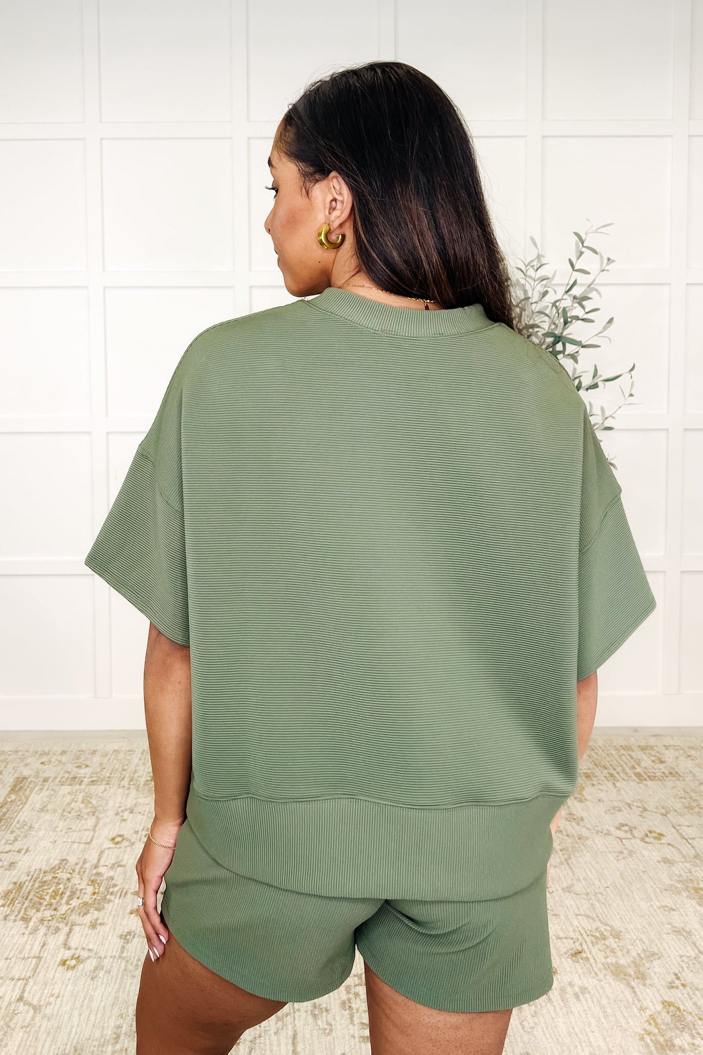 Ribbed Knit Set in Light Olive