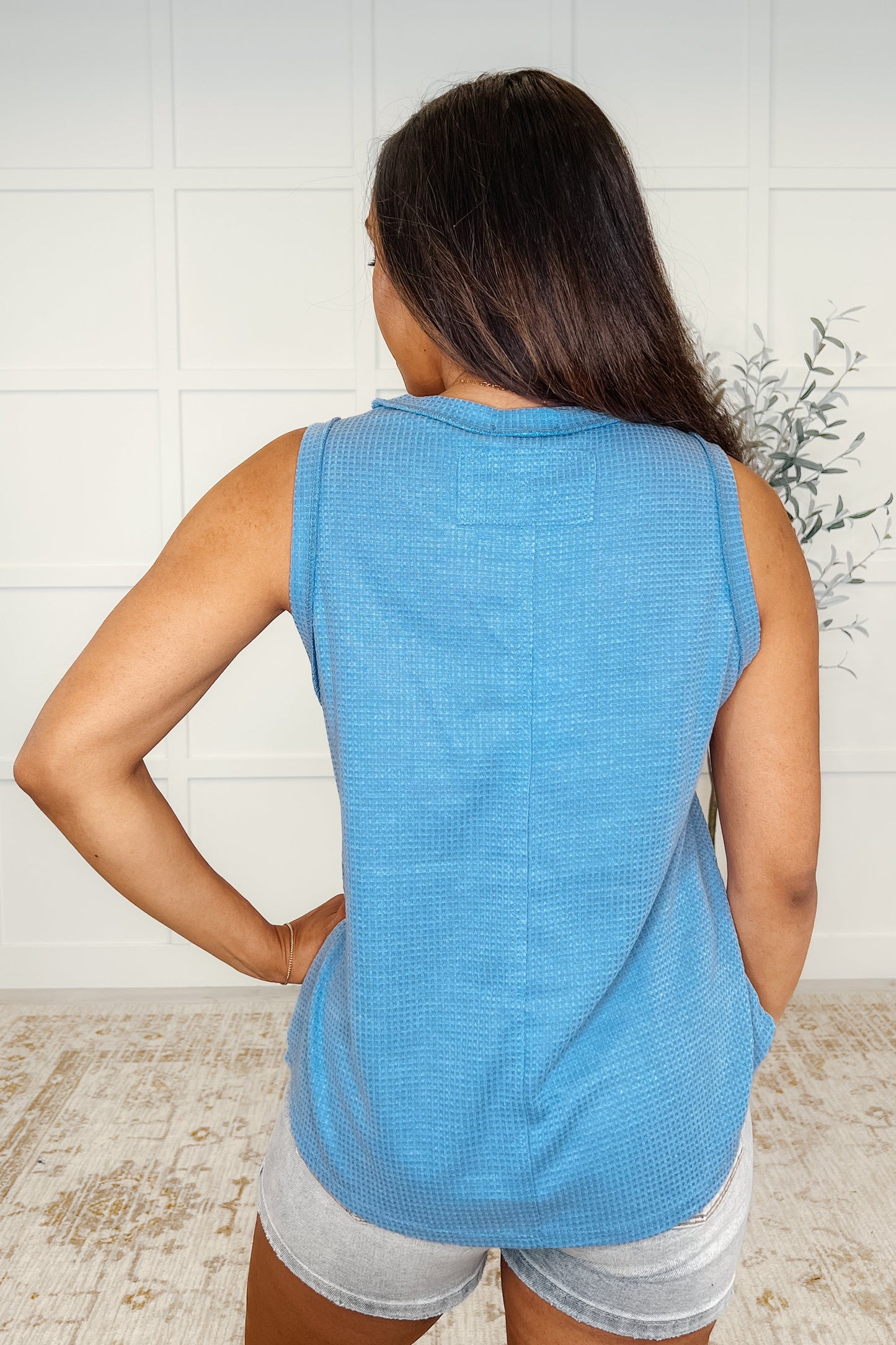 Round Neck Tank in Denim Blue