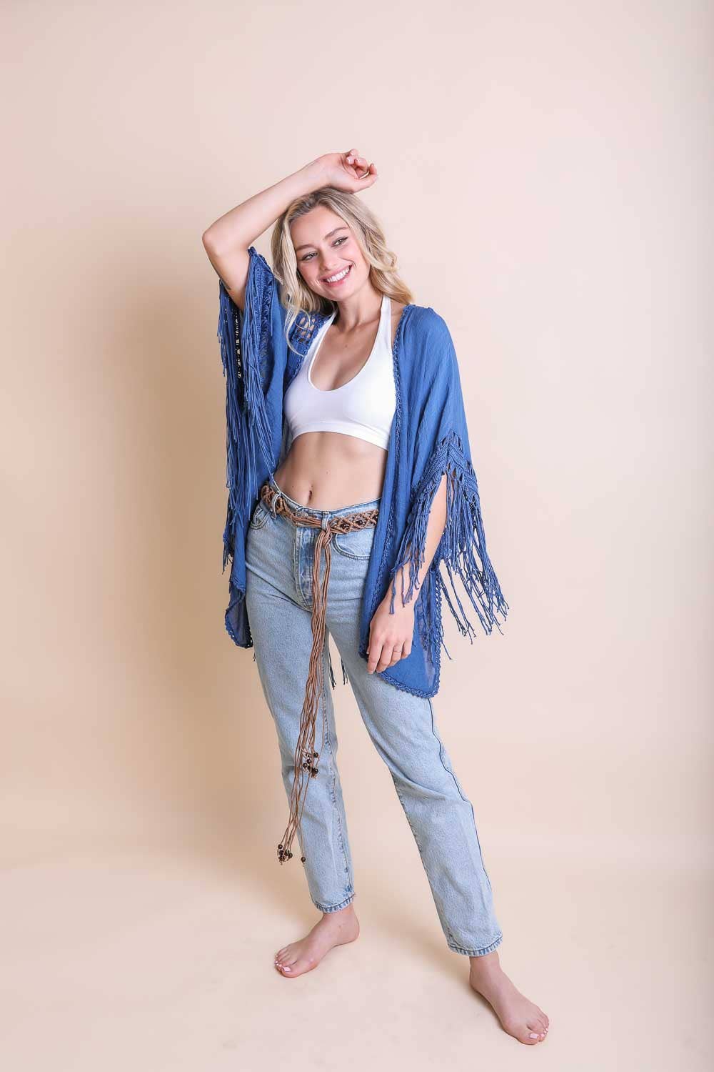 Crochet Tasseled Kimono Wrap