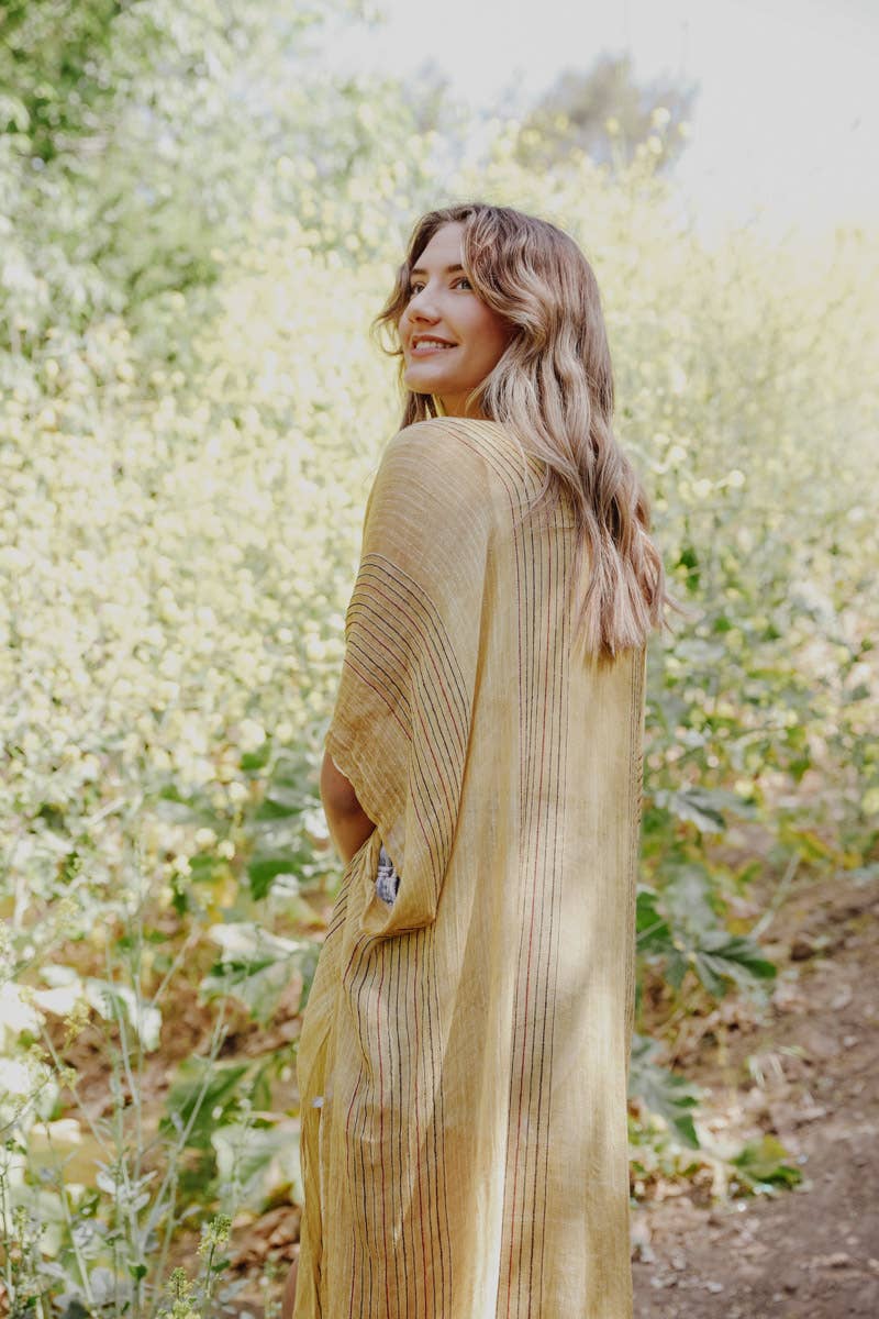 Vacation Ready Kimono 🌴 - Pencil Stripe & Lurex Lined