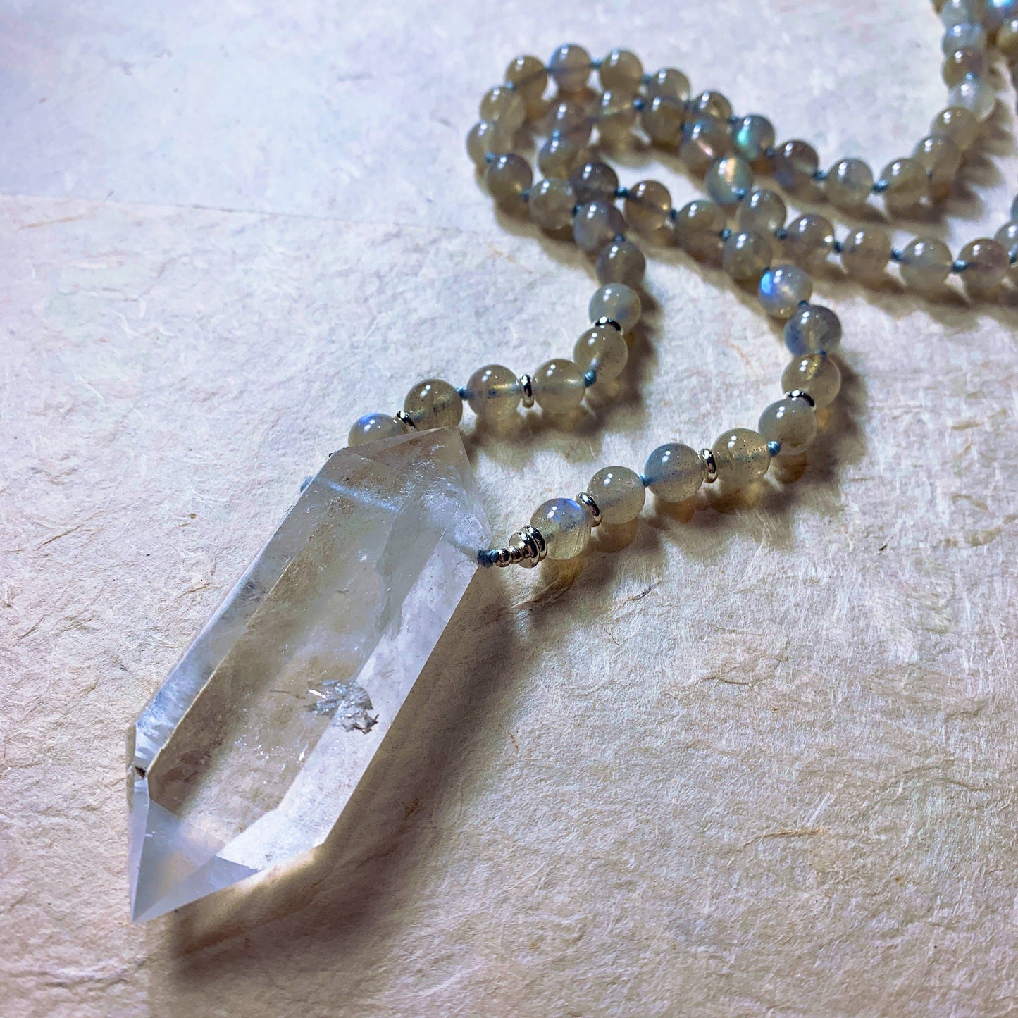 Quartz Crystal Power Necklace - Lapis Lazuli, Amethyst, Lava Stone