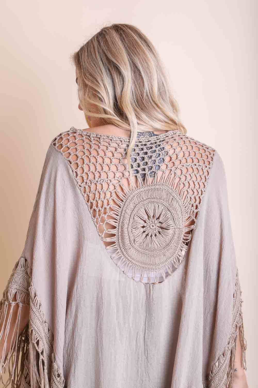 Crochet Tasseled Kimono Wrap