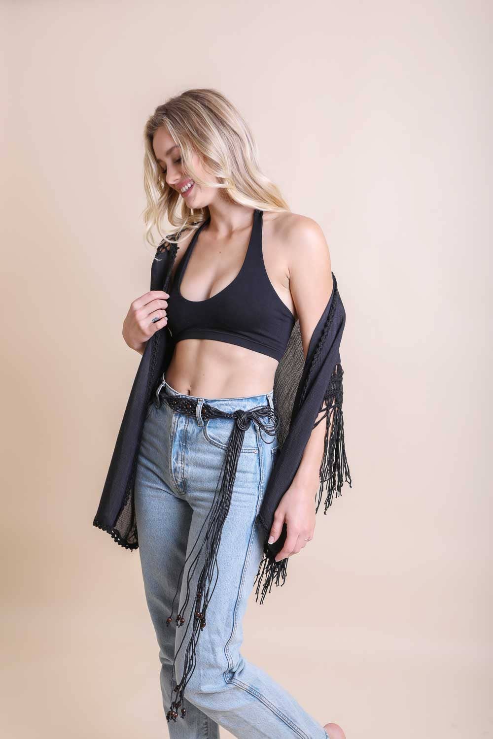 Crochet Tasseled Kimono Wrap