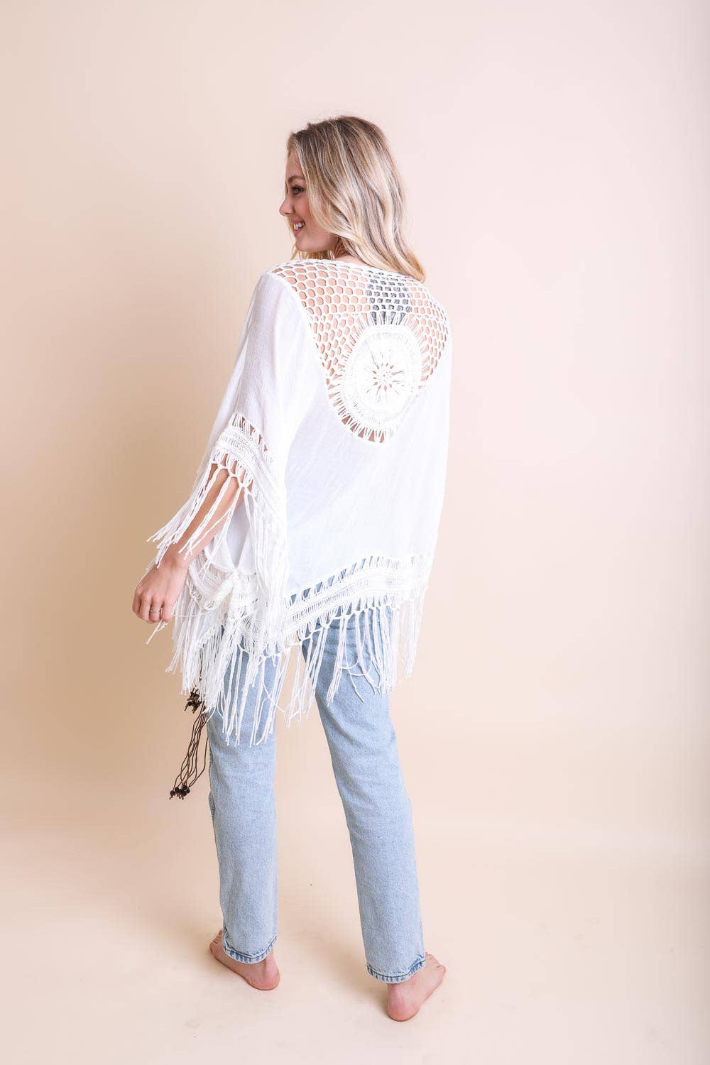 Crochet Tasseled Kimono Wrap