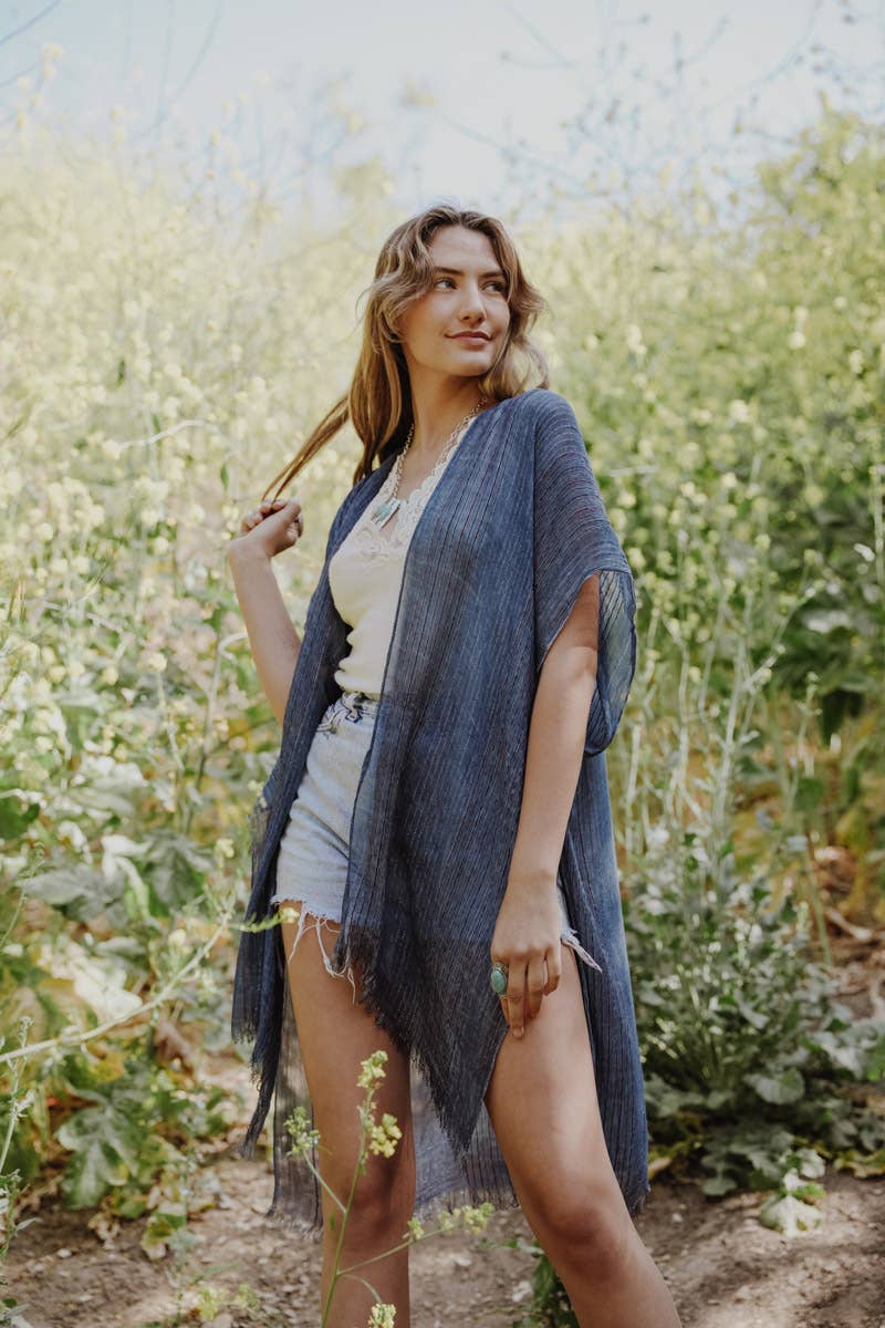Vacation Ready Kimono 🌴 - Pencil Stripe & Lurex Lined