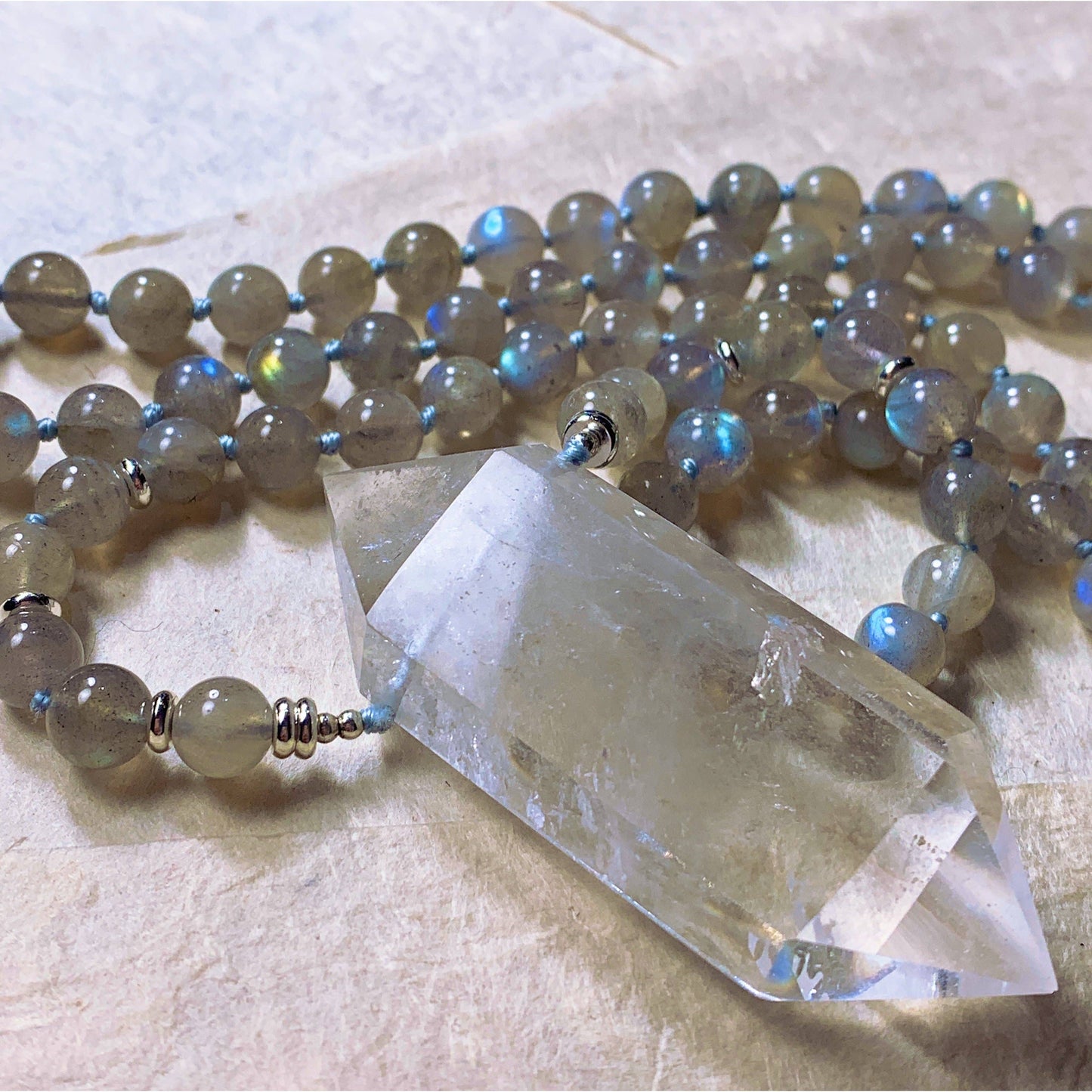 Quartz Crystal Power Necklace - Lapis Lazuli, Amethyst, Lava Stone