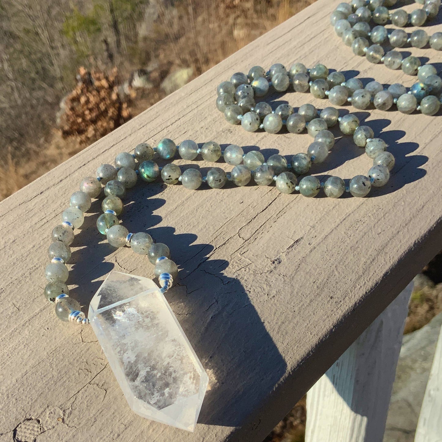 Quartz Crystal Power Necklace - Lapis Lazuli, Amethyst, Lava Stone