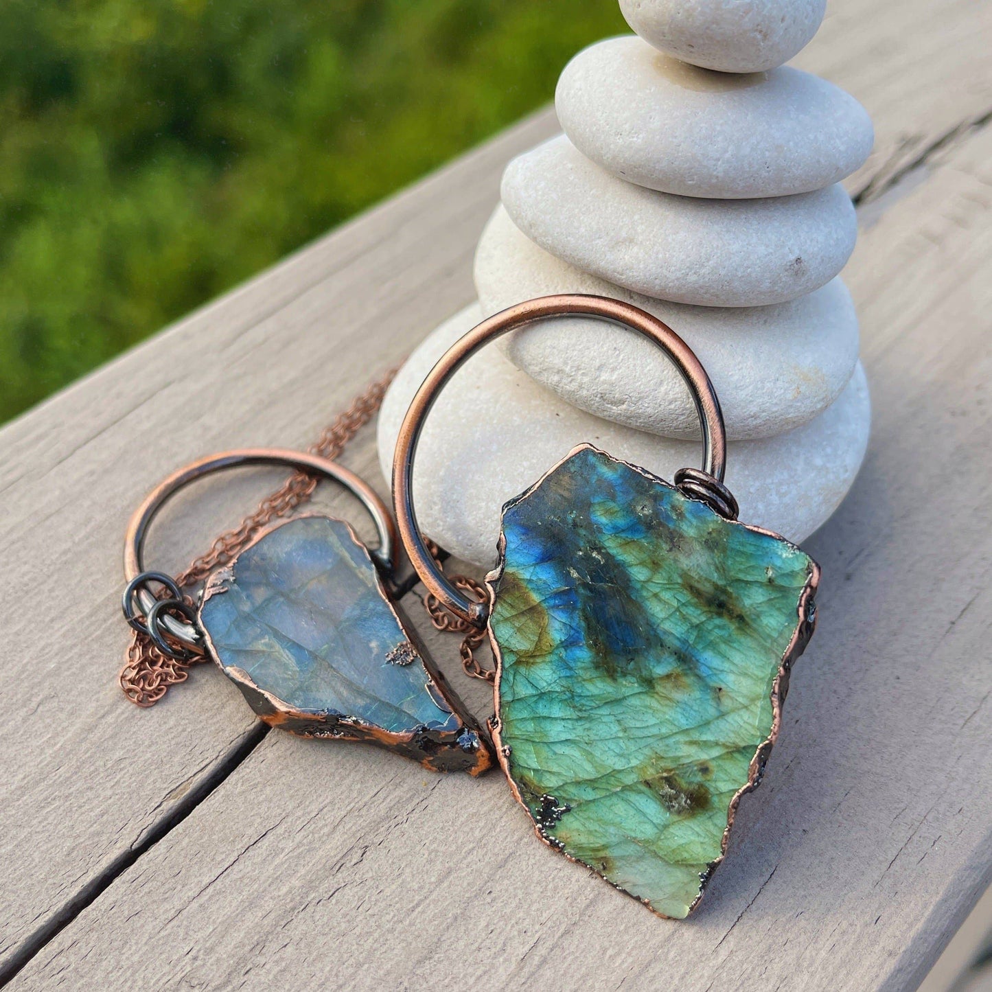 Raw Slab & Copper Handmade Necklace