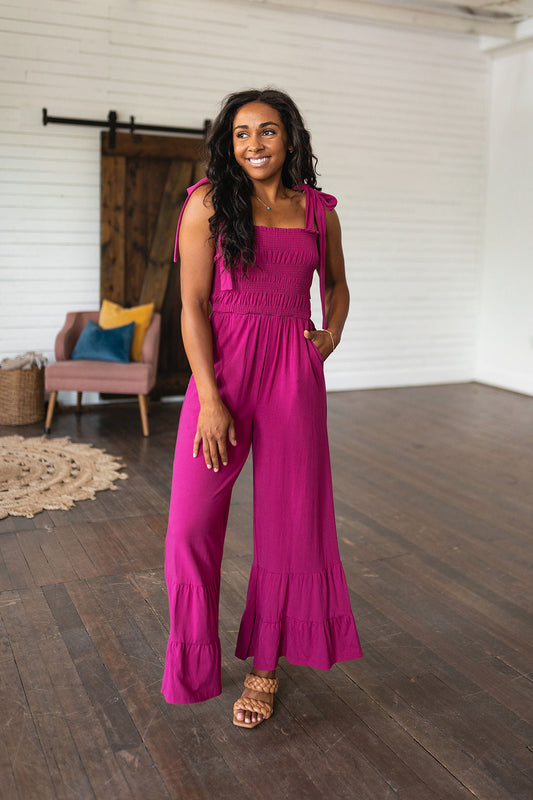 Flared Jumpsuit in Hot Pink