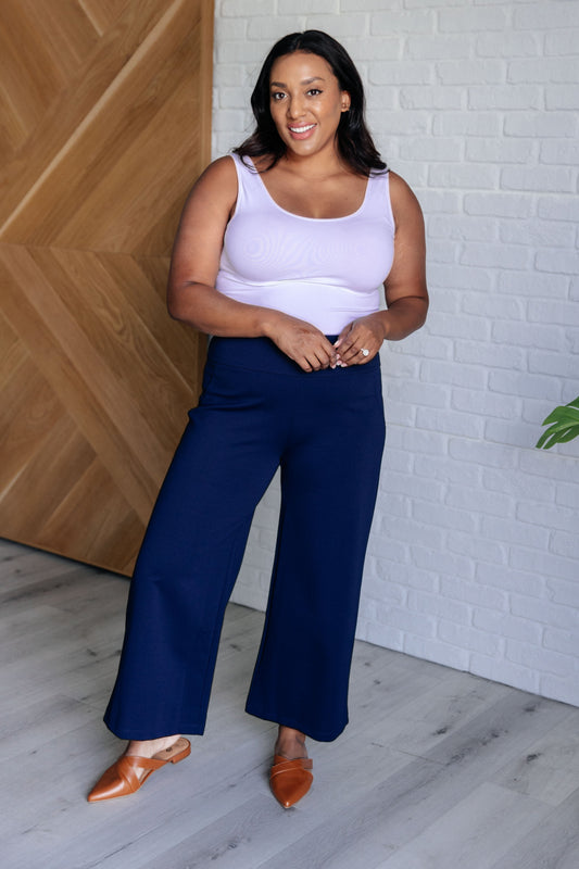 Wide Leg Crop Pants in Navy