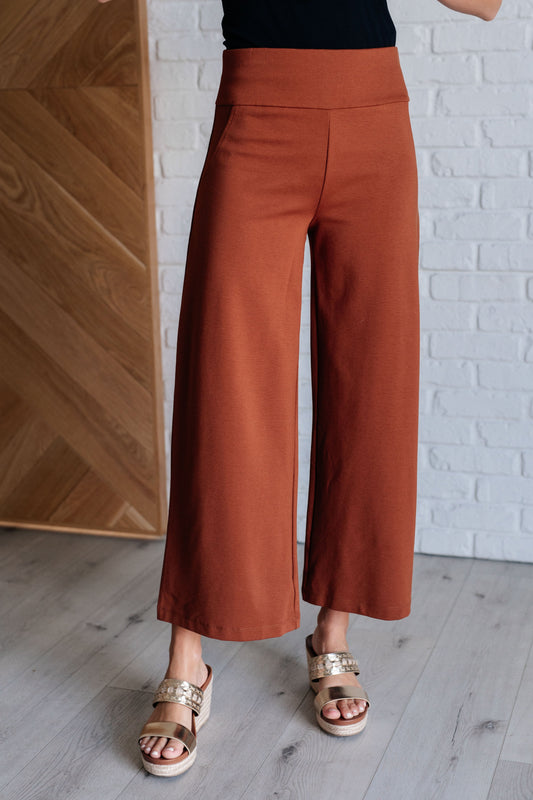 Wide Leg Crop Pants in Rust