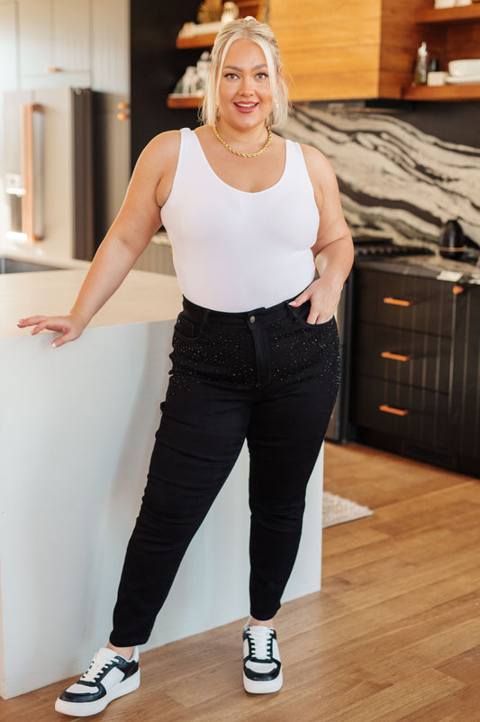 Judy Blue - Reese Rhinestone Slim Fit Jeans in Black
