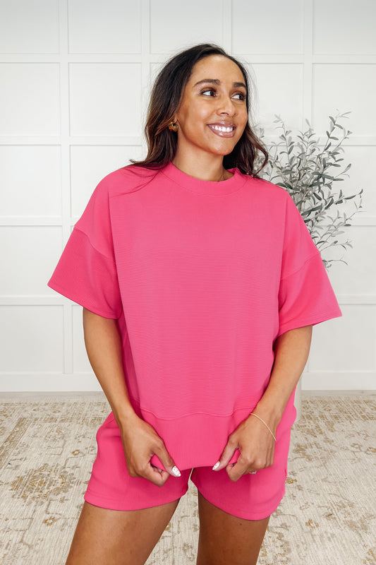Ribbed Knit Set in Hot Pink