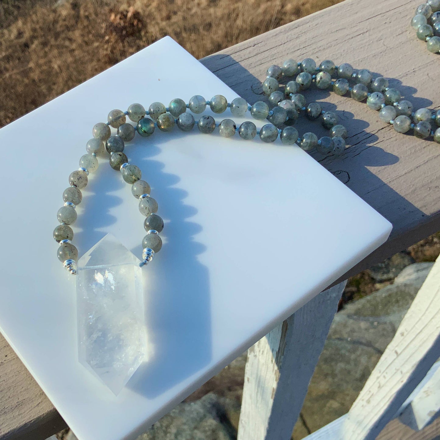 Quartz Crystal Power Necklace - Lapis Lazuli, Amethyst, Lava Stone